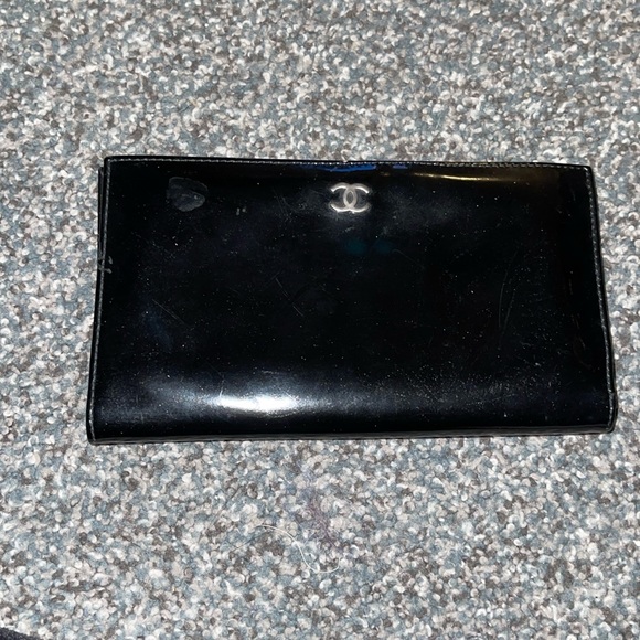 CHANEL Handbags - Chanel black patent leather long wallet